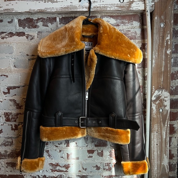 🏁 Walter Baker Mandie Coffee & Honey Genuine Leather Jacket / Coat 🍯🧸🔥 - Picture 7 of 11